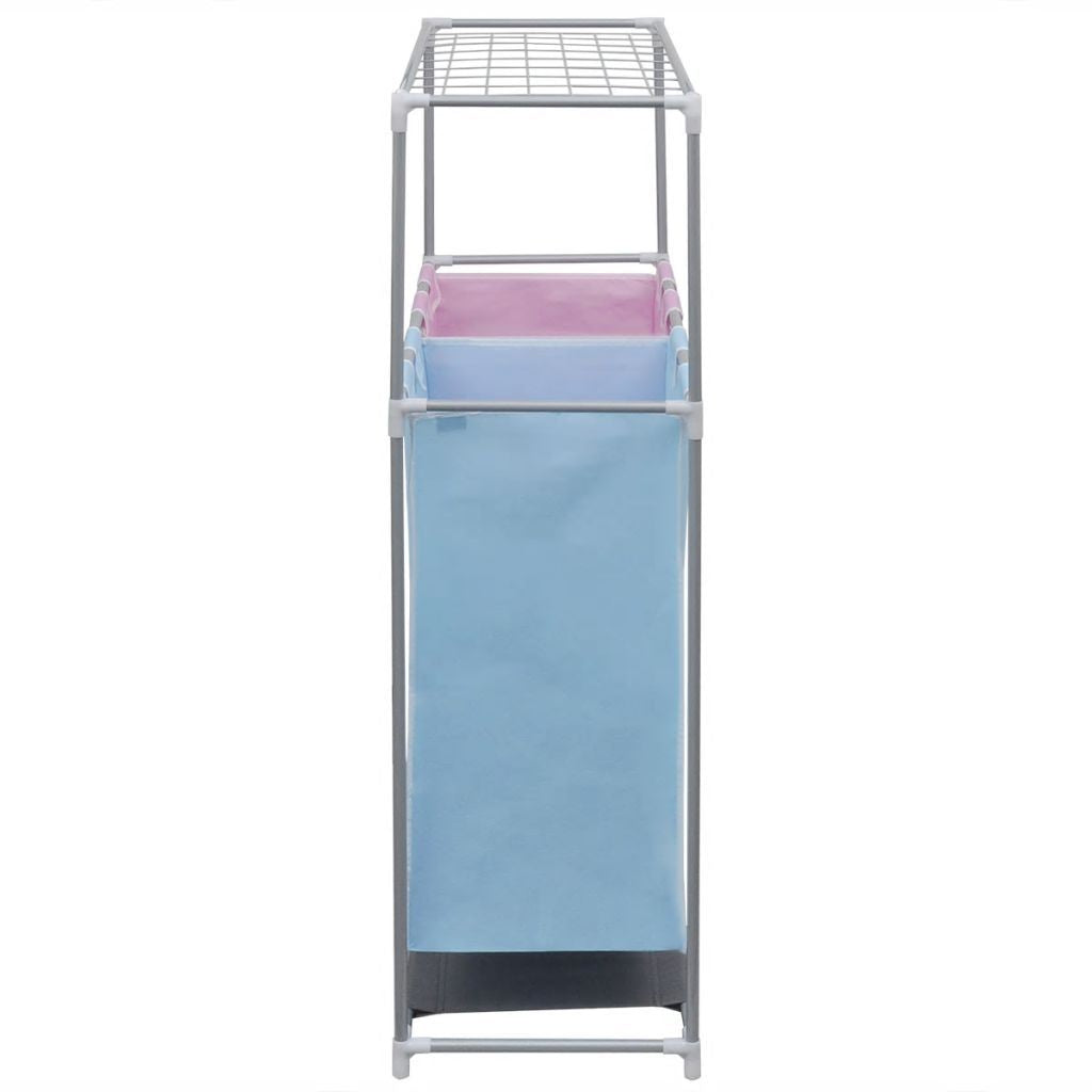 2-Section Laundry Sorter Hamper with a Top Shelf for Drying