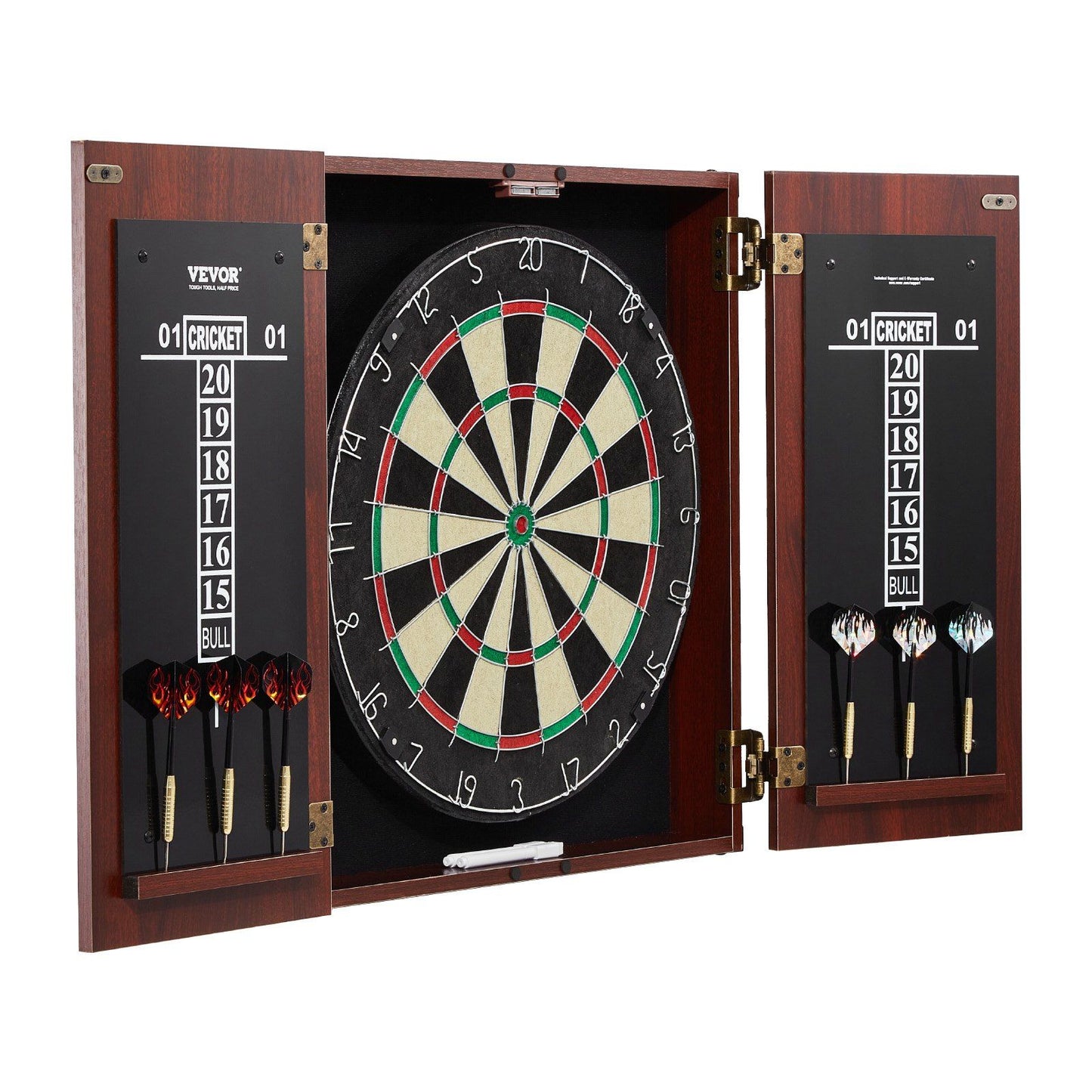 VEVOR Dartboard and Cabinet Set Official Size Complete Accessory Steel Tip Dart