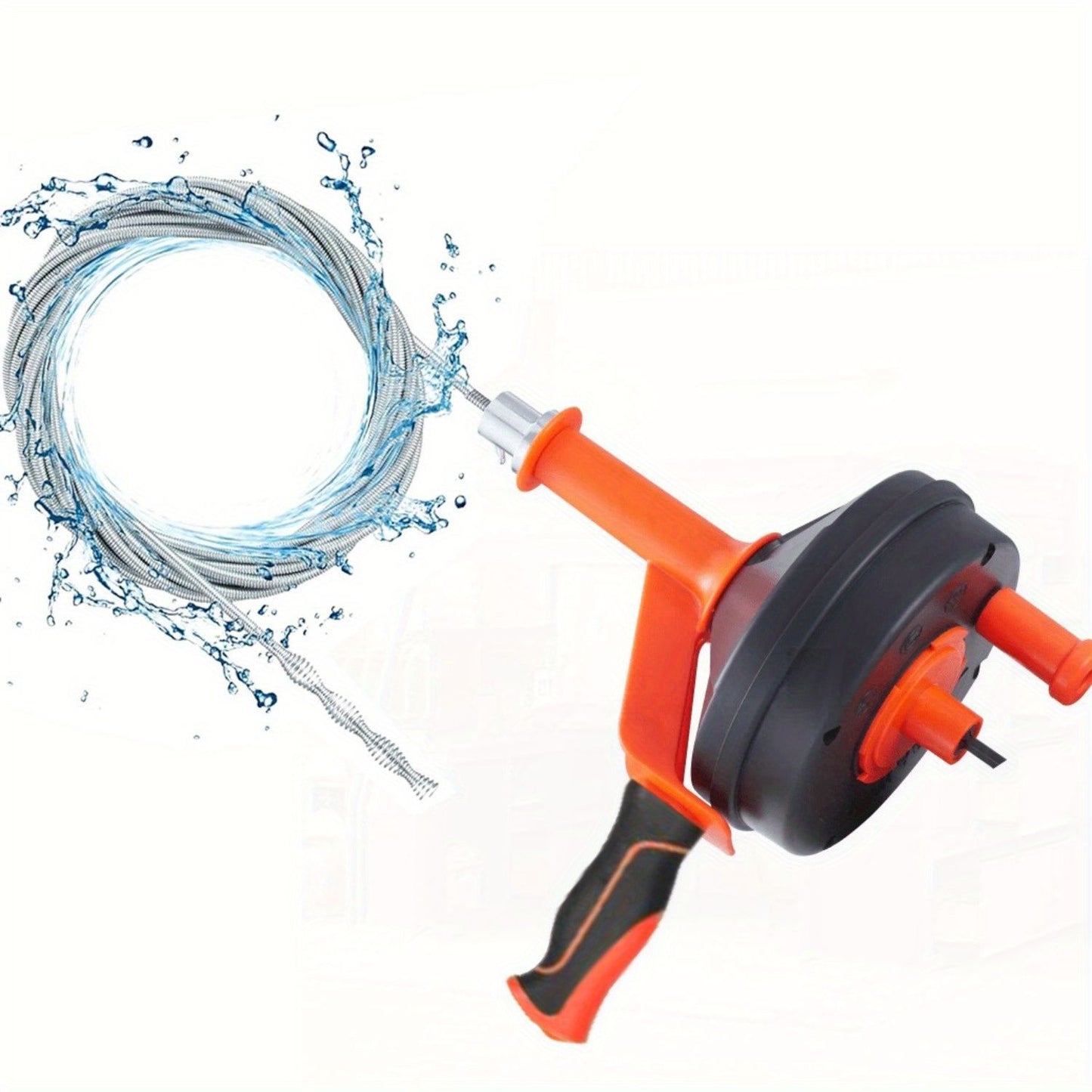 Drain Auger, Clog Remover with Drill Adapter, 25 Feet Flexible Plumbing Snake Use Manually or Powered for Kitchen, Bathrom and Shower Sink, Comes with Gloves(Orange)